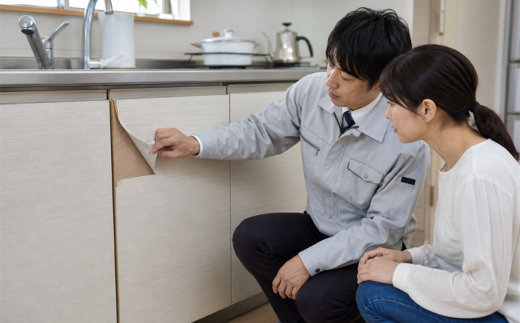 キッチン扉のシート剥がれは補修できる？水膨れ・交換の判断